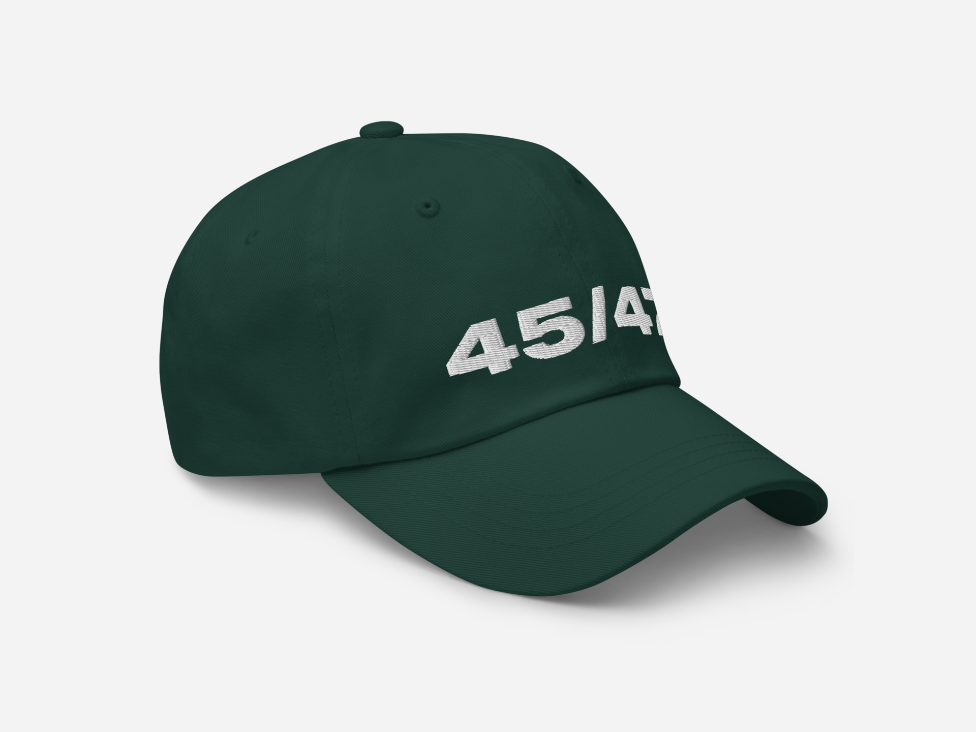 Spruce dad hat with '45/47' embroidered in bold white text, displayed at a right-angled front view on a white background