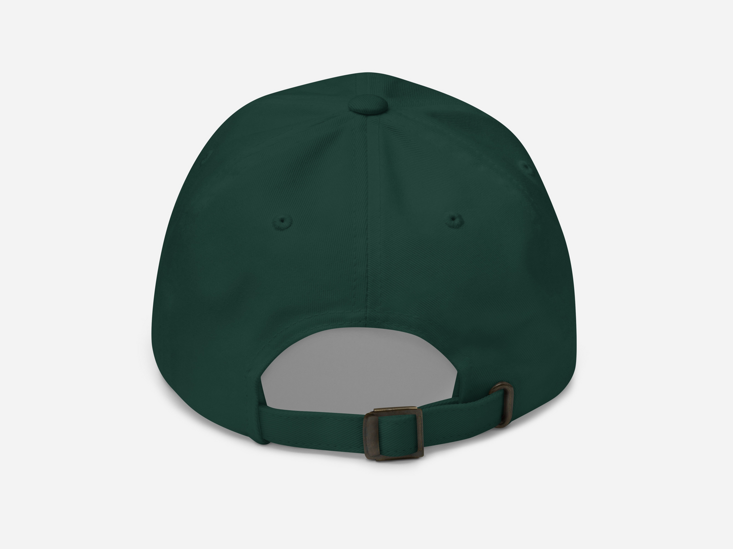 back view of a spruce Dad Hat displayed on white background